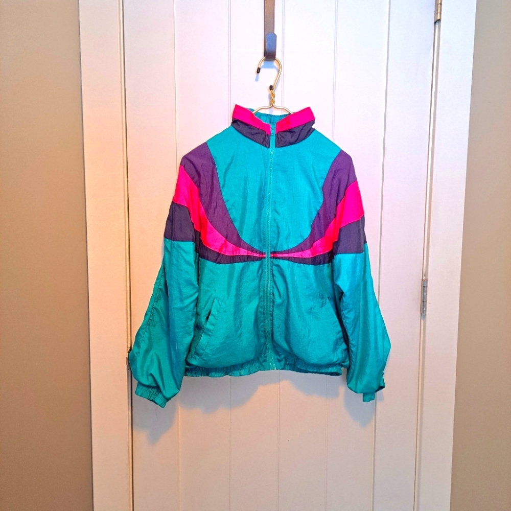 Vintage Paris Sport Club World Wide Womens Nylon Windbreaker Size Medium